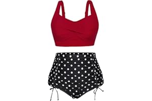 Hanna Nikole Women's Plus Size High Waist Bikini Set Push Up Swimsuit Ruched Tummy Control Swimwear Two-Piece Swimsuit