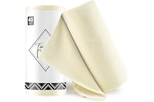 Fantasticlean Panni per la Pulizia in Microfibra, 40 Pezzi per Rotolo Panni in Microfibra Strappabile, Strofinacci Riutilizzabili e Senza Pelucchi 30x30cm-Beige