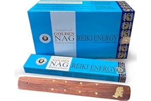 Reiki Energy Incenso Vijayshree Golden Nag 15 g NUOVA FRAGRANZA bastoncini durata 60 minuti circa + omaggio porta incensi (6 scatoline da 15g)