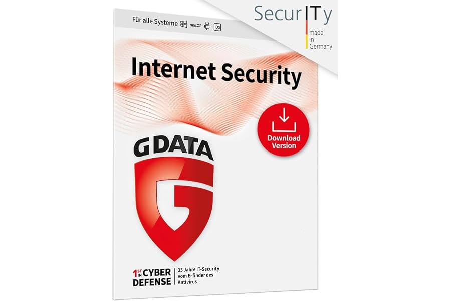 G DATA Internet Security 2024/2025 | 1 Gerät | 1 Jahr | Made in Germany | Virenschutzprogramm | Für PC/Windows, Android, iOS