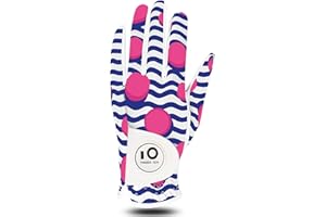 FINGER TEN Gants De Golf Femme Main Gauche Droite Motif imprimé poignée Marqueur De Balle Pack， Gant Durable Respirant Doux Taille S M L XL Sport