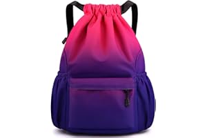 Tesmien Drawstring Bags,Waterproof Swimming Bags Unisex Sports Backpacks for Kids Adult, Large Drawstring Sackpacks Bags for School Gym Sports Travel Swimming