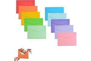 OBYJCA 10Pcs Mini Colourful Envelopes, Small Coloured Money Envelopes for Cash Greeting Wedding, Birthday Supplies 11.5 * 8.2cm（No Glue at The Seal）