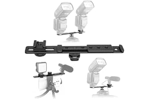 ChromLives 8-calowy drążek przedłużający zimną stopkę Flash prosty wspornik kamery podwójny uchwyt do lampy błyskowej kompatybilny z aparatem Nikon Canon Sony Olympus DSLR kamera DV