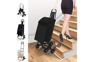 VOUNOT Carro de la Compra Plegable con 6 Ruedas, para Subir Escaleras, Bolsa Impermeable, Negro