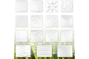 HEXIM Paneles de pared 3D, caña de azúcar & fibra de bambú blanco - paneles 100% naturales Revestimiento de pared (63x80cm ELEANOR, 10 metros cuadrados), revestimiento, paneles de pared,