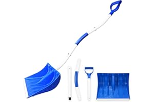 YIAD DRAGON HORSE Heavy Duty Snow Shovel with Ergonomic Long Handle, Lightweight Plastic Scoop & Aluminum Edge for Driveway Sidewalk, Roof and Car Back Saving Winter Snow Removal Tool