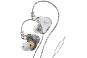 G.K KZ ZAS In Ear Monitor,Auriculares In-Ear con Cable,In Ear Cascos Earphones Headphones con Conector de 3,5mm Profesionales para Música(Plata,con Micrófono)