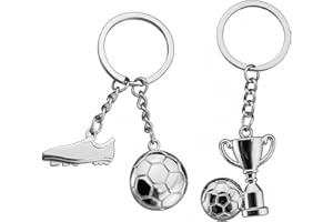 AIYVELU 2 Piece Metal Car Keychain,Porte-clé métal football argenté,Porte-clé créatif pendentif personnalisé,Accessoires de porte-clé,Décoration de voiture,Adultes et enfants