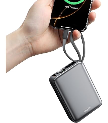 VENTION Mini Powerbank 45W 20000 MAh – Mit Integriertem USB-C-Kabel, Schnellladung Für IPhone, Galaxy, Laptop