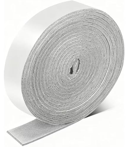 The Felt Store Viltband, zelfklevend, 40 mm breed, 1,5 mm dik, 5 m lang, wit, veelzijdige viltstrip, ideaal als afdichtingstape voor ramen en deuren of als klapbescherming