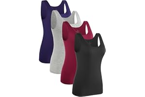 Knuffnee Women Tank Tops Basic Vest Top Sleeveless Cami Undershirt 4 Pack