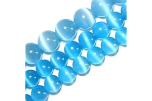 jartc Perline Per Braccialetti Energetico Braccialetto Yoga Braccialetto Fai da Te Perle di Pietra Cielo Blu Occhio di Gatto Perline 38 Pezzi, 34CM,10 mm