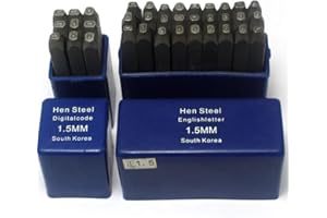 Oudtinz Lot de 36 tampons en acier au carbone trempé de qualité industrielle - 1,5 mm - Parfait pour l'impression du métal, du bois, du plastique, du cuir, plus encore