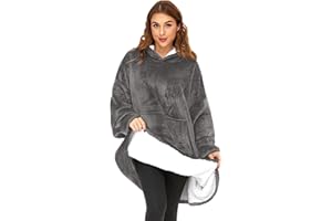 O³ Coperta con Cappuccio, Plaid con Maniche, Coperta indossabile in Pile, Felpa Oversize Donna, Blanket Hoodie - Confortevole e Morbido - Perfetto per Le Notti Invernali sul Divano