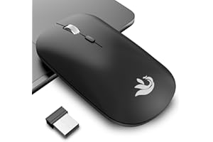 KISSLEAF 2.4G Wireless Mouse for Laptop Silent Portable 30 Months Long Battery Life Bluetooth Mouse Cordless Design with USB Receiver Computer Mouse for PC/Windows/Android/iOS/MAC(Black)