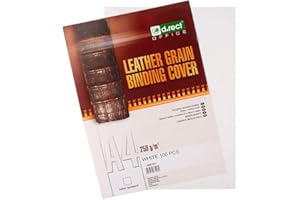 D.RECT Lot de 100 feuilles de couverture en similicuir Blanc Format A4