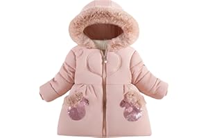FEOYA Manteau pour Petite Fille de 1-5 ans Doudoune Chaud Hiver Blouson Enfant Capuche Veste Parka Coupe Vent