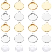 CREATCABIN 50 Castoni Rotondi Vuoti In Acciaio Inox 10x15mm Per Gioielli Fai Da Te: Connettori E Vassoi Per Creare Collane, Bracciali E Orecchini Personalizzati - 2