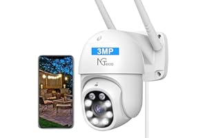 NGTeco 3MP Security Outdoor Camera, Pan Tilt 2K Surveillance WiFi Camera with Spotlight Night Vision, 2-Way Audio, AI Motion Detection, We Support Cloud Storage Compatible with Alexa/Google Home