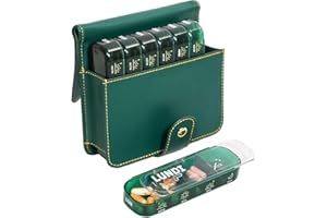 AMOSEEDS Pilulier Semainier Français | 4 prises par jour : matin, midi, soir, nuit | 28 Compartiments | Sans BPA | Housse similicuir | Qualité Supérieure