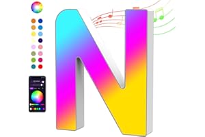 Kimimara Luminous Letters Alphabet – Luminous LED Letter Lamp RGB App Controllo Lights Letter Operator USB for Receptions Party Wedding Christmas Home Bar Decoration (N)