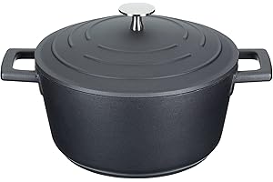Kitchen Craft, Lekki Garnek na Zapiekankę z Pokrywką MasterClass, Okrągły, 2,5 litra, 20 cm, Odlewane Aluminium, Kolor Czarny (B071ZN3TXM)