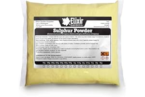 Elixir Gardens Flowers of Sulphur 99.99% Purity Fungicide & Soil Conditioner | Sulphur Powder Fertiliser | 1kg