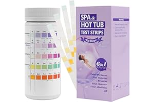 COZII Kit de test de 100 bandes pour spa et tube chaud, calibrés pour eau chaude pour maximiser l'accursion, 6 Way de test de résistance totale, chlorine libre, bromine, chlore totale, alcalinité et pH