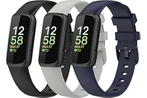 Gheper Bandes Compatible avec Fitbit Inspire 3 Bracelet de Montre Intelligent Bracelet de Remplacement Bracelet Bracelet Accessoire en Silicone pour Femme Homme Taille S/L, Lot de 3