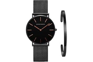 Kubagom Reloj de Cuarzo Pulsera para Mujer Banda Malla Acero Inoxidable Ultra Delgado