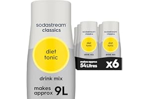 SodaStream Flavours Classic Diet Tonic Mix, Fizzy Drink Maker Concentrate, Aspartame Free SodaStream Syrup, Sparkling Water Flavouring, Slimline Water for Gin & Tonic - 6x 440ml Multi Pack