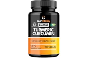 Sash Vitality Organic 2130mg Turmeric Curcumin with Black Pepper & Ginger | 120 Vegan Turmeric Capsules High Strength | Supports Joints | Immune System Support | Soil Association Certified Organic UK