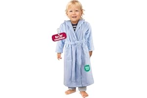 Clinotest Kinderbademantel aus Frottee – Weicher Bademantel mit Kapuze aus 100% Baumwolle, saugfähig, flauschig, ideal für Jungen und Mädchen, mit Bindegürtel, maschinenwaschbar und pflegeleicht.