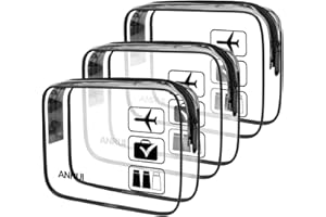 ANRUI 3 Stück TSA-zugelassen Durchsichtige Reise-Kulturtasche, Kulturbeutel Transparent Handgepäck zum Transport von Flüssigkeiten, Kosmetiktasche Toilettentasche für Damen Herren