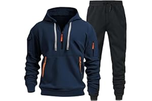 Qixiu 2 Piece Tracksuit Mens Plus Size Hoodie Tracksuit Mens Full Set Solid Long Sleeve Printed Jogging Suits Fall Sweatpants Set Winter Casual Men's Sportswear Sweatshirt Suit Sale