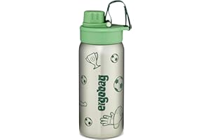 ‎ERGOBAG ergobag Stainless Steel Drinking Bottle with Various Motifs for Children, 500 ml, BPA-Free, Leak-Proof, Easy to Clean, Green