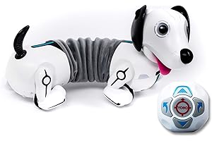 YCOO Silverlit Germany GmbH ROBO DACKEL - Silverlit Toys - Ferngesteuerter und ausziehbarer Hund - Regiert auf Bewegungen - Holt seinen Ball - 35 cm - weiß, bunt, 40x23x25cm