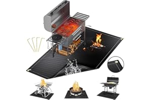 TOPRUNYI Tappetino di protezione per il pavimento, ignifugo, 182 x 115 cm, pieghevole, con fori e chiodi da pavimento, resistente all'acqua, resistente all'olio, per barbecue, camino, pavimento, prato