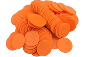 Smartdealspro - Set di 100 contatori in plastica opaca, 25 mm, con scatola portaoggetti (Arancione Rosso)