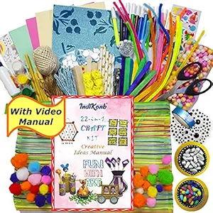 INDIKONB 22 in 1 Art and Craft Kit for Girls and Boys with Crafts Supplies Set All Craft Materials Items for Kids DIY for All Ages 8-10, Age 9-12, Age 12-16 Old- Multicolor