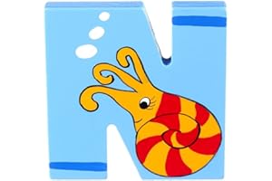 Wooden Letters by Orange Tree Toys, Letter N for Nautilus - Alphabet Animal Letters for Personalised Baby Name, Toy Box, Door, Wall Decorations - Animals Nursery Decor, Boys Girls Bedroom Accessories