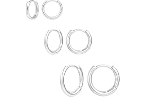 ALEXCRAFT Orecchini Cerchio Argento 925 in Oro 14K, Oro Orecchini Anallergici Donna, 3 Paia Orecchini Cerchio Piccoli con Confezione