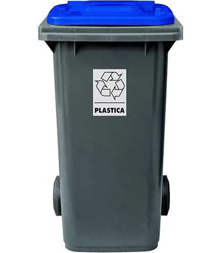 Eplastic Set 4 Bidoni Carrellati Per Raccolta Differenziata 120L - Fondo Grigio, Coperchi Blu, Giallo, Rosso, Verde - 2
