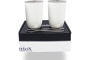 HUNIOX® 2 X 370ml Vaso Termico Cafe Doble Pared – Tazas de Te – Vasos Agua – Vasos Cerveza – Vasos Termicos – Tazas de Cafe Originales – Taza Metal – Vasos Cafe – Vaso Acero Inoxidable (White)