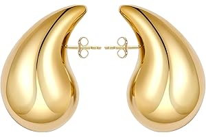 J.Fée Chunky Gold Hoop Earrings For Women,Thick Gold Plated Earrings Sliver Hoop Earrings Dupes,Lightweight Chunky Hoop Earrings Teardrop Earrings,Hypoallergenic Earrings Jewellery Gift For Women