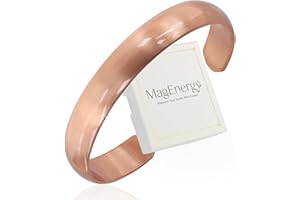 MagEnergy Kupferarmband für Männer & Frauen, 100% reines Kupfer, roh, massiv & unbeschichtet, handgefertigt, zeitloses tibetisches Armband in minimalistischem, poliertem und gehämmertem Design