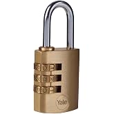 Yale Y150B/30/125/1 Şifreli Pirin&ccedil; Asma Kilit, Standart Koruma, &Ccedil;elik Halka, 3 Haneli Şifre, Sarı