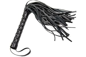 Noir Fouet Cuir Cravache Équitation Frangé Cravache D'équitation pour Chevaux avec Poignée Antidérapante Fouet en Cuir pour Performance de Scène,L'entraînement à L'équitation, Accessoires de Costume