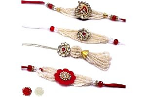 Rakhi for Brother Bhabhi Kids|Bhaiya/Bhai Bhabhi Rakhi Combo|Designer Lumba Rakhi|Set of 4 Rakhi with Roli Chawal